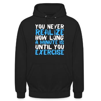 You never realize how long a minute is - Workout - Unisex Hoodie - Schwarz - Vorne - Alina (178cm) & Michal (187cm)