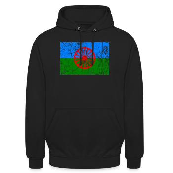 drapeau du peuple romani ou styago le romengo - Sweat-shirt à capuche unisexe - noir - Devant - Alina (178cm) & Michal (187cm)