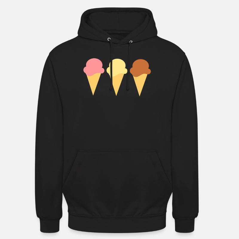 crème glacée crème glacée fraise glace vanille crème glacée chocolat glace - Sweat-shirt à capuche unisexe - noir