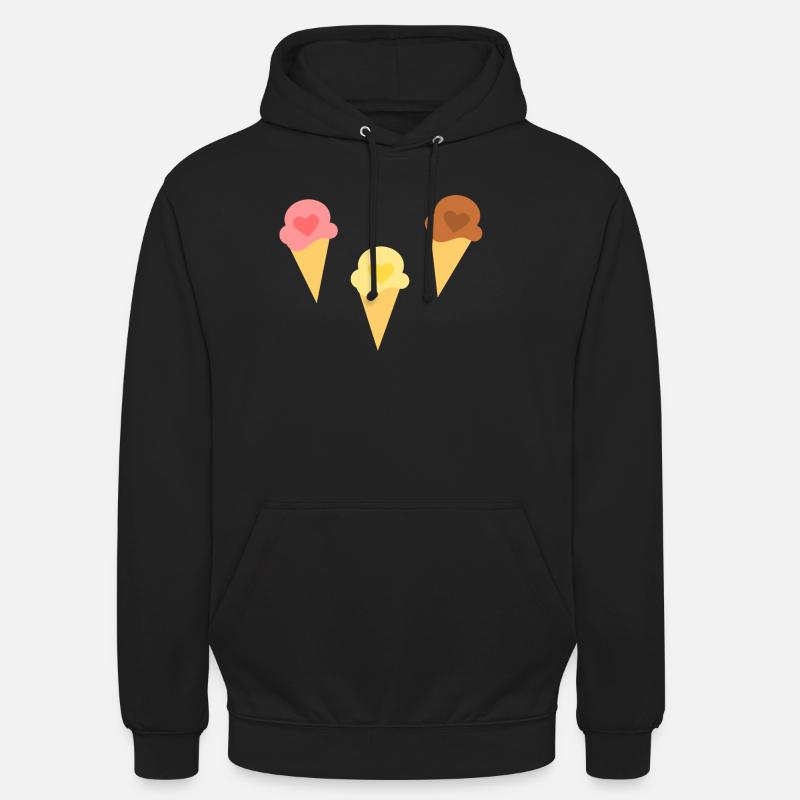 Eis Herz Eiscreme Erdbeereis Vanilleeis Schokoeis - Unisex Hoodie - Schwarz