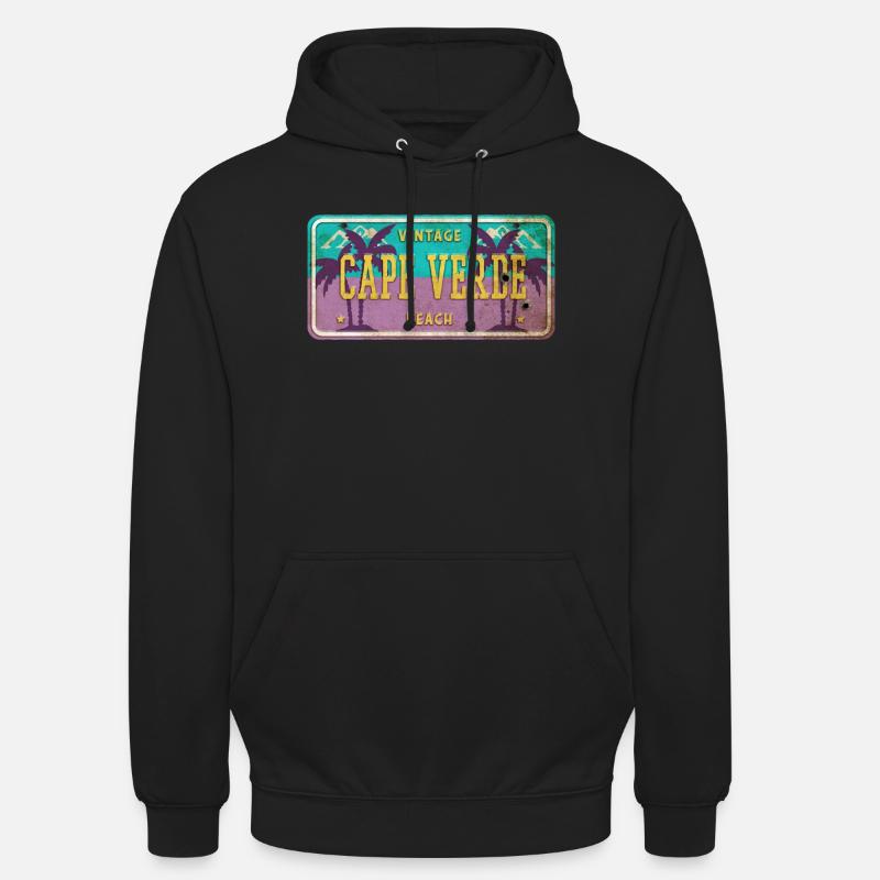 Signe vintage palmier du Cap-Vert - Sweat-shirt à capuche unisexe - noir