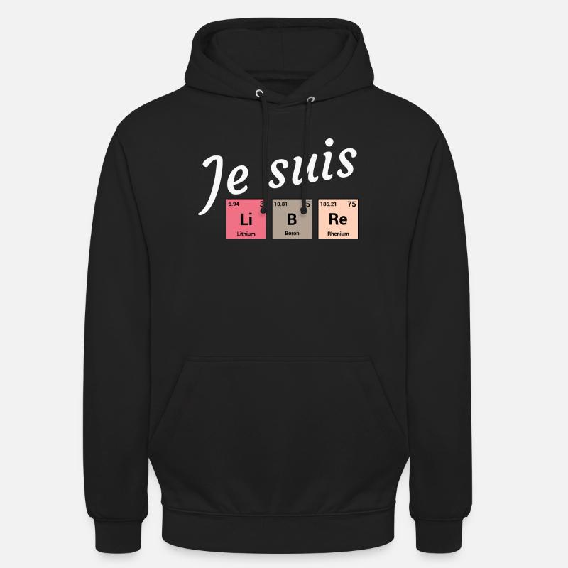 Je suis libre en éléments périodiques - Sweat-shirt à capuche unisexe - noir
