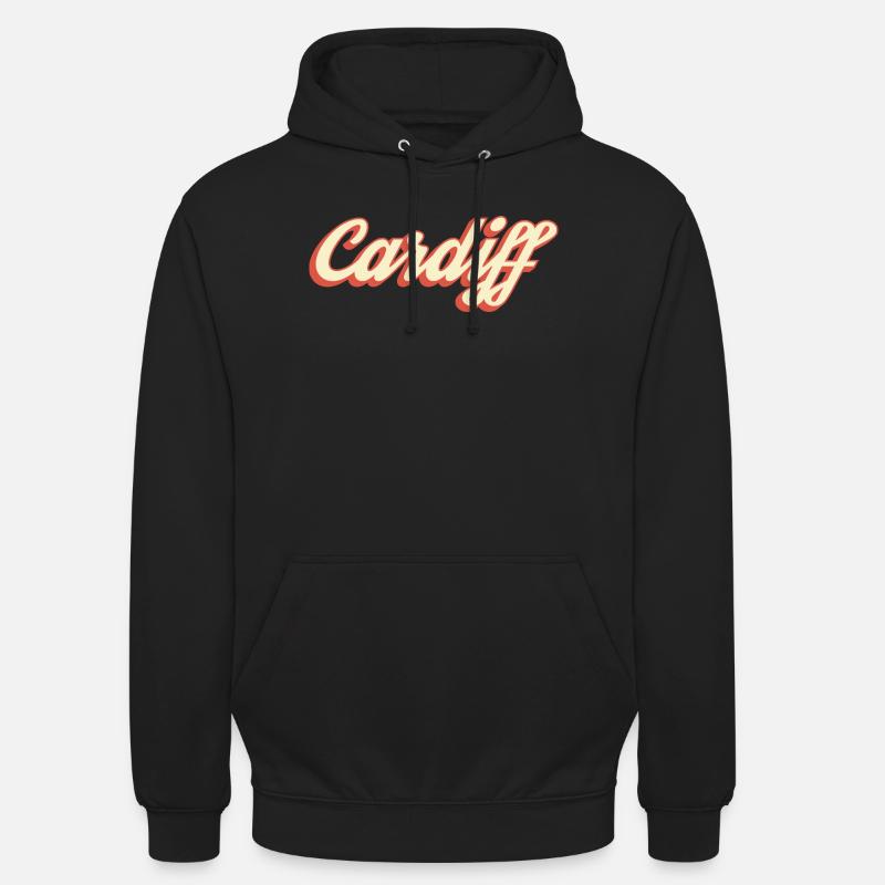 Logo rétro Script de Cardiff - Sweat-shirt à capuche unisexe - noir