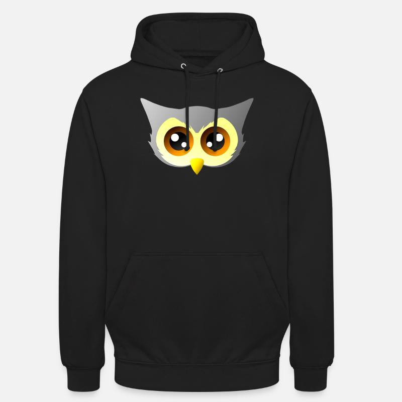 vögel closing, süßes eulengesicht - Unisex Hoodie - Schwarz