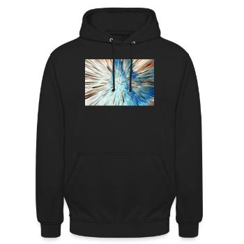 Radiale Blaue Explosion - Unisex Hoodie - Schwarz - Vorne - Alina (178cm) & Michal (187cm)