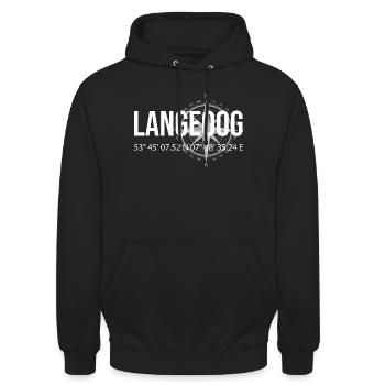 Koordinaten Langeoog - Unisex Hoodie - Schwarz - Vorne - Alina (178cm) & Michal (187cm)