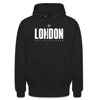 London Bold Bloc UK Flag - Unisex Hoodie - black - Front - Alina (178cm) & Michal (187cm)