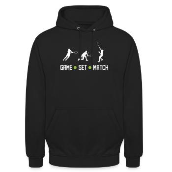Tennis - Spiel Set Match - Unisex Hoodie - Schwarz - Vorne - Alina (178cm) & Michal (187cm)
