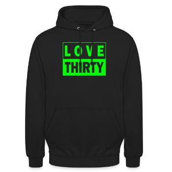 Love thirty Tennis Birthday 30er Geburtstag Design - Unisex Hoodie - Schwarz - Vorne - Alina (178cm) & Michal (187cm)