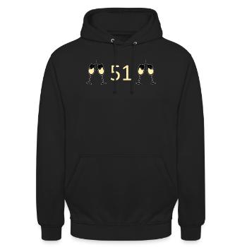 51.Geburtstag 51 Jahre Jubiläum 51 Zahl 51 - Unisex Hoodie - Schwarz - Vorne - Alina (178cm) & Michal (187cm)