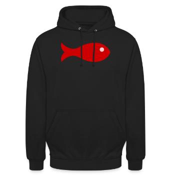 SARDINE. POISSON. POISSON D'AVRIL - Sweat-shirt à capuche unisexe - noir - Devant - Alina (178cm) & Michal (187cm)