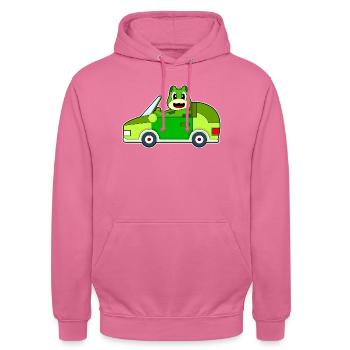 Frosch Auto - Unisex Hoodie - Pink - Vorne - Alina (178cm) & Michal (187cm)