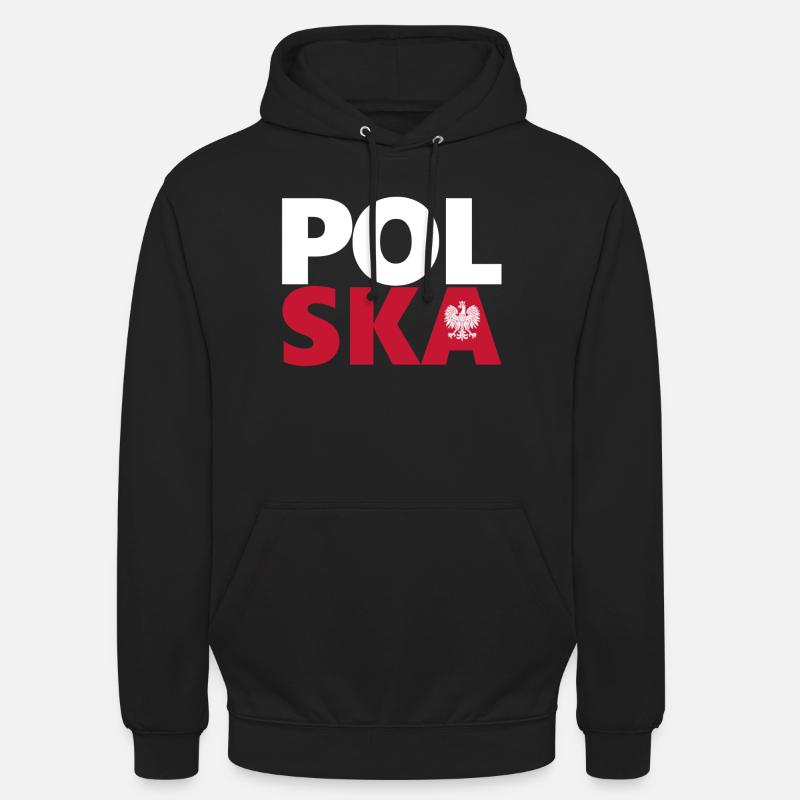Pologne - Sweat-shirt à capuche unisexe - noir