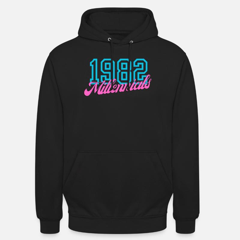 1982 Millennial Retro Numeric Design - Sweat-shirt à capuche unisexe - noir