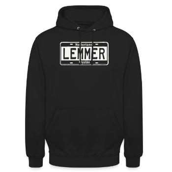 T-Shirt Lemmer Hoodie Ijsselmeer Holland Maritim - Unisex Hoodie - Schwarz - Vorne - Alina (178cm) & Michal (187cm)