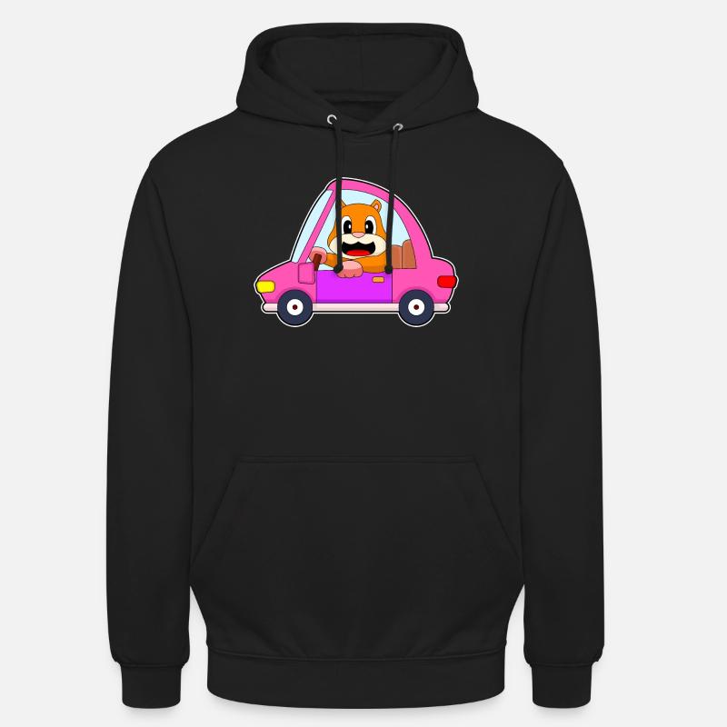 Voiture hamster - Sweat-shirt à capuche unisexe - noir