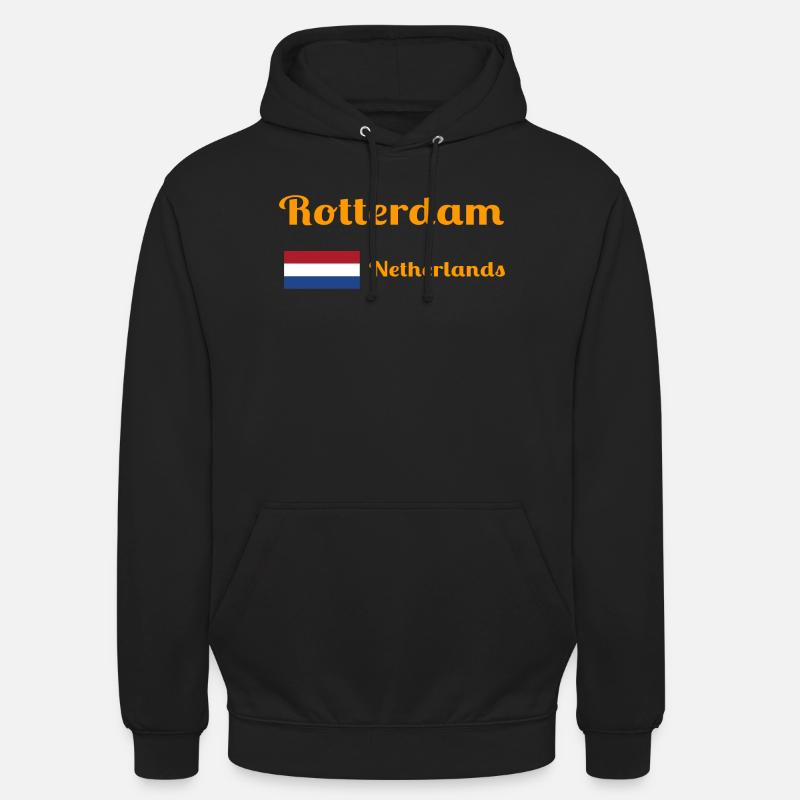 Rotterdam Pays-Bas - Imprimés élégants - Sweat-shirt à capuche unisexe - noir