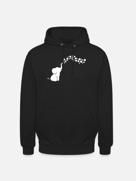 Playful Elephant Blowing Bubbles - Unisex Hoodie - black