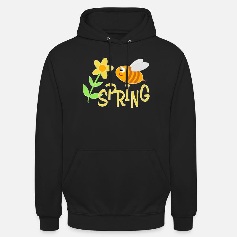 Fröhliche Bienchen mit Blumenmotiv - Unisex Hoodie - Schwarz