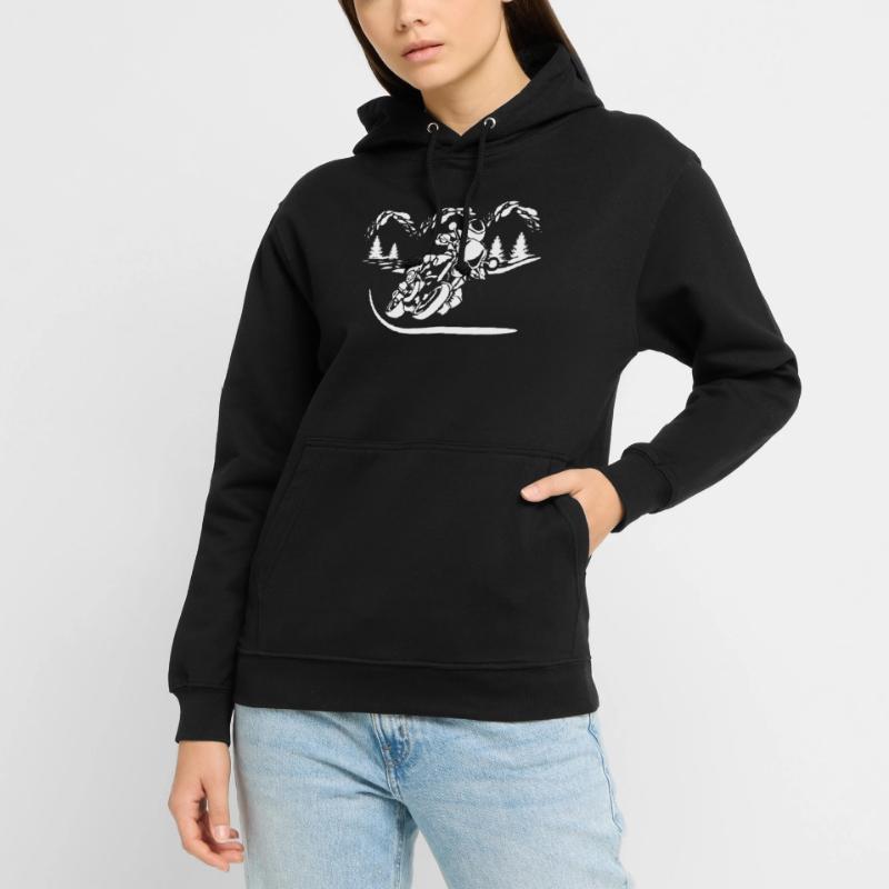 Silhouette de Moto Forêt Sweat-shirt à capuche unisexe