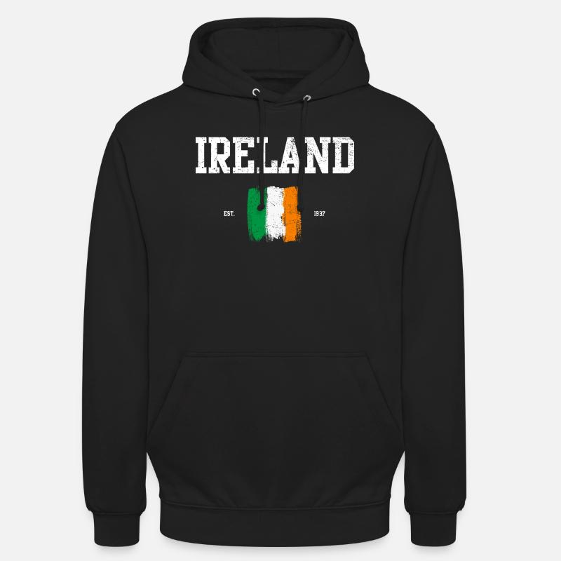 Drapeau de l’Irlande Brushstroke Design - Sweat-shirt à capuche unisexe - noir
