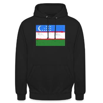 Flagge von Usbekistan - Unisex Hoodie - Schwarz - Vorne - Alina (178cm) & Michal (187cm)