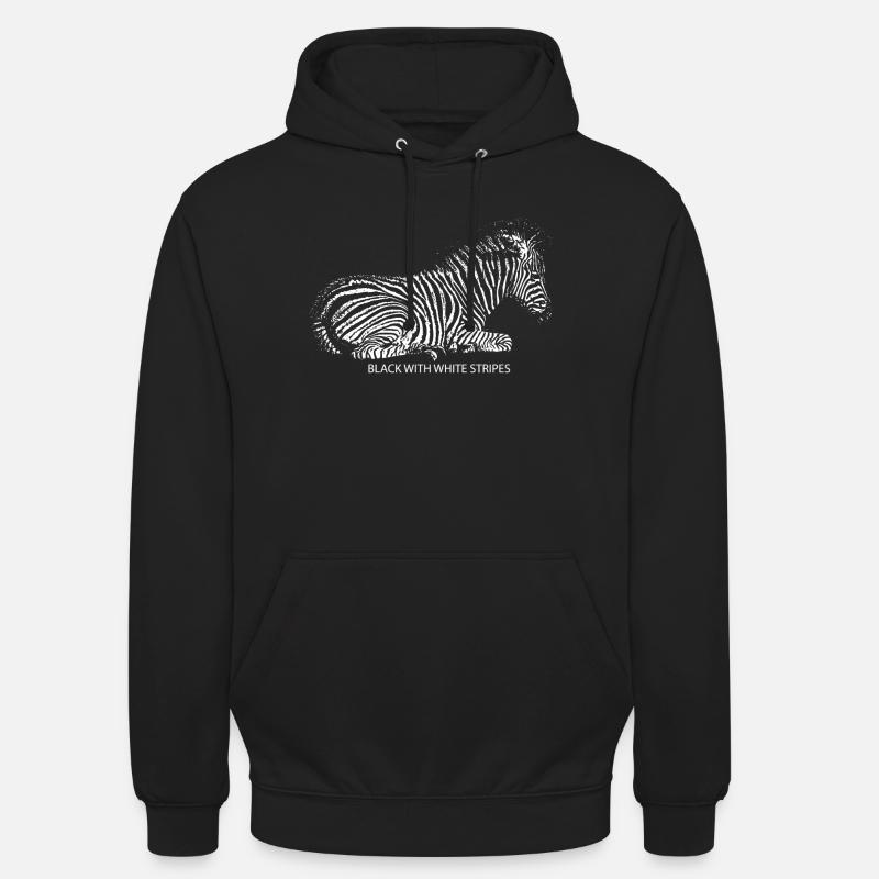Noir avec rayures blanches - Sweat-shirt à capuche unisexe - noir