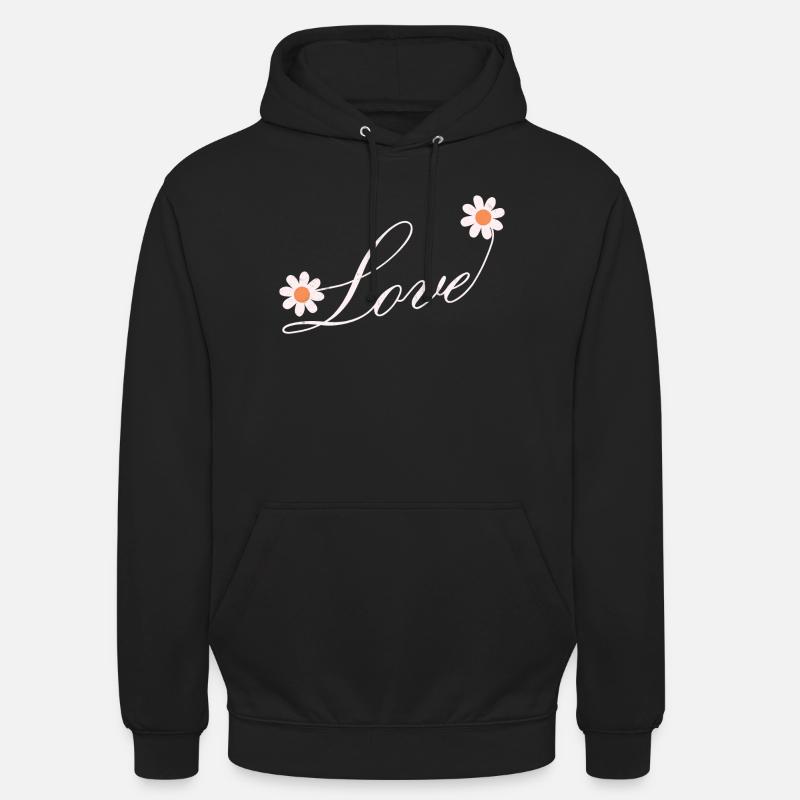 Floral Love Script Design - Unisex Hoodie - black