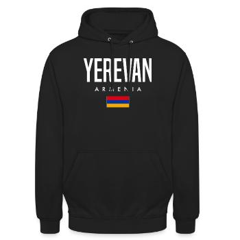 Erevan, Arménie - Sweat-shirt à capuche unisexe - noir - Devant - Alina (178cm) & Michal (187cm)