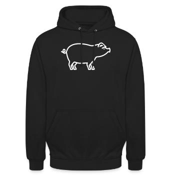 Cute Pig Silhouette Minimalist Farm - Unisex Hoodie - black - Front - Alina (178cm) & Michal (187cm)