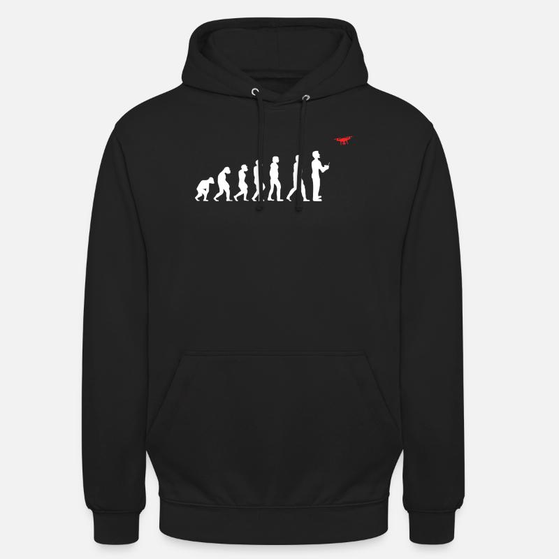 Evolution de l’homme pilote de drone - Sweat-shirt à capuche unisexe - noir