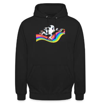 Un fantôme patine à roulettes sur une patinoire arc-en-ciel - Sweat-shirt à capuche unisexe - noir - Devant - Alina (178cm) & Michal (187cm)