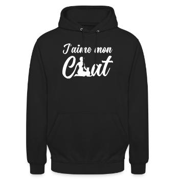ICH LIEBE MEINE KATZE! - Unisex Hoodie - Schwarz - Vorne - Alina (178cm) & Michal (187cm)