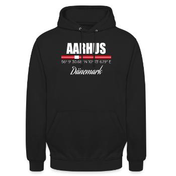 Aarhus - Sweat-shirt à capuche unisexe - noir - Devant - Alina (178cm) & Michal (187cm)