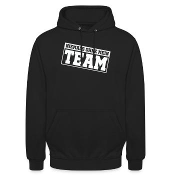 niemals_ohne_mein_team_- - Unisex Hoodie - black - Front - Alina (178cm) & Michal (187cm)