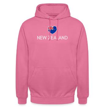 Cœur avec drapeau néo-zélandais - Sweat-shirt à capuche unisexe - rose - Devant - Alina (178cm) & Michal (187cm)