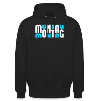Motiv Montag Weiß/Cyan - Unisex Hoodie - Schwarz - Vorne - Alina (178cm) & Michal (187cm)