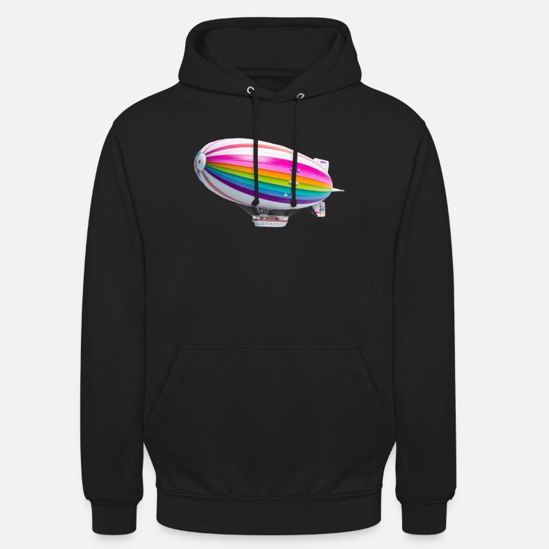 Regenbogen Zeppelin Druck - Unisex Hoodie - Schwarz