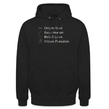 Une seule vision. Une liberté. Une seule humanité. - Sweat-shirt à capuche unisexe - noir - Devant - Alina (178cm) & Michal (187cm)