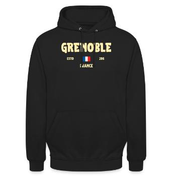 Grenoble France Vintage T-shirt Ville Française - Sweat-shirt à capuche unisexe - noir - Devant - Alina (178cm) & Michal (187cm)