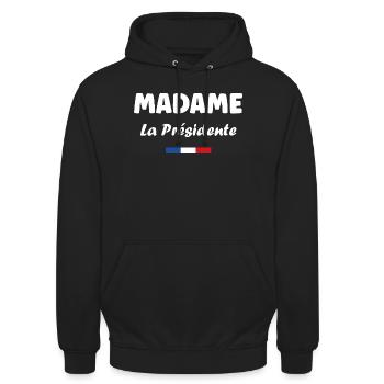 Présidente - Sweat-shirt à capuche unisexe - noir - Devant - Alina (178cm) & Michal (187cm)