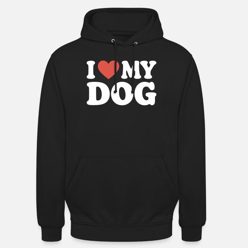 J’aime mon chien Hundeliebe - Sweat-shirt à capuche unisexe - noir