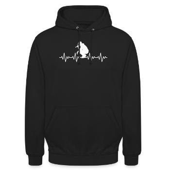 Rapper rappen MC Microphone Checker EKG Herzschlag - Unisex Hoodie - Schwarz - Vorne - Alina (178cm) & Michal (187cm)