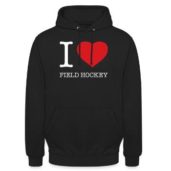 I love Field Hockey - Unisex Hoodie - Schwarz - Vorne - Alina (178cm) & Michal (187cm)
