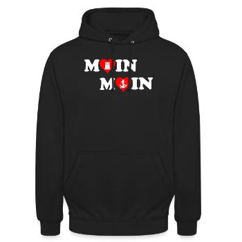 Moin Moin Heart for Hamburg - Unisex Hoodie - black - Front - Alina (178cm) & Michal (187cm)