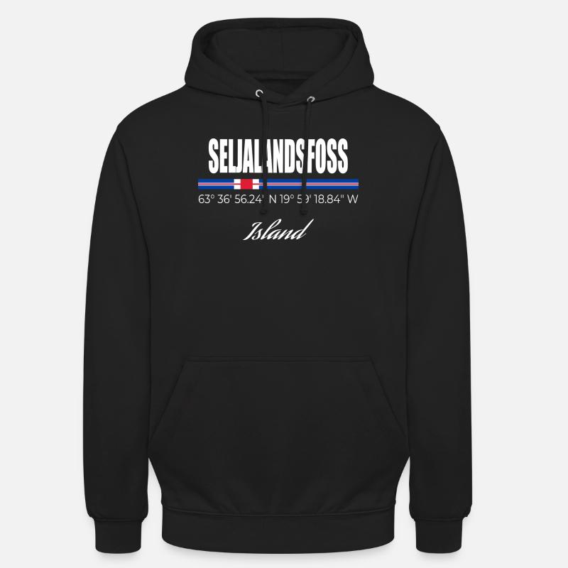 Seljalandsfoss - Sweat-shirt à capuche unisexe - noir