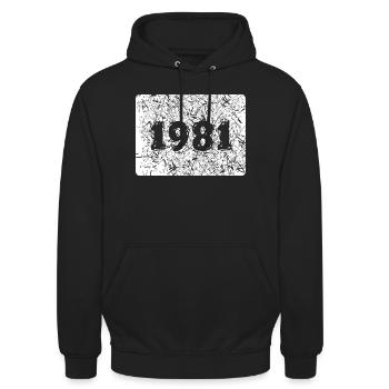 année 1981 - Sweat-shirt à capuche unisexe - noir - Devant - Alina (178cm) & Michal (187cm)