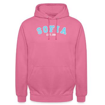 Sofia gegründet 1986 - Unisex Hoodie - Pink - Vorne - Alina (178cm) & Michal (187cm)