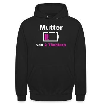 Mutter Tochter Spruch Stolz Mama 2 Kinder Geschenk - Unisex Hoodie - Schwarz - Vorne - Alina (178cm) & Michal (187cm)