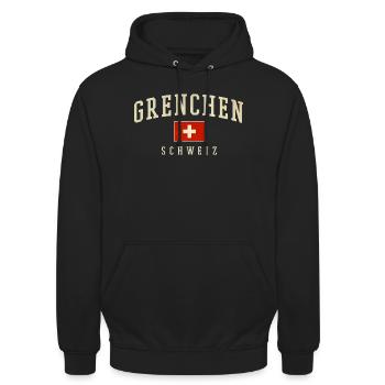 Personnages vintage de Grenchen Suisse - Sweat-shirt à capuche unisexe - noir - Devant - Alina (178cm) & Michal (187cm)